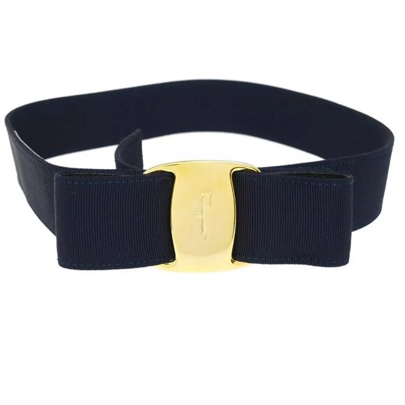 Salvatore Ferragamo Navy Canvas Belt #S 8046 Small Good 153866 main image 6